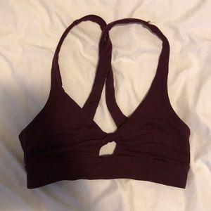 maroon Razorback sports bra